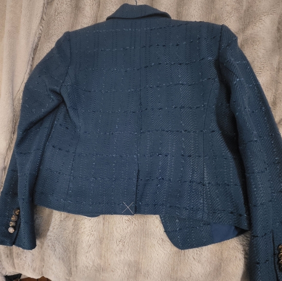 Ann Taylor Women's Newbury Blazer Tweed In Teal. NWT Size 2 - Picture 3 of 10